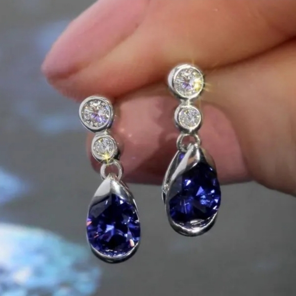 Sapphire Earrings Jewelry - New Gemstone Blue Sapphire Drop Earrings